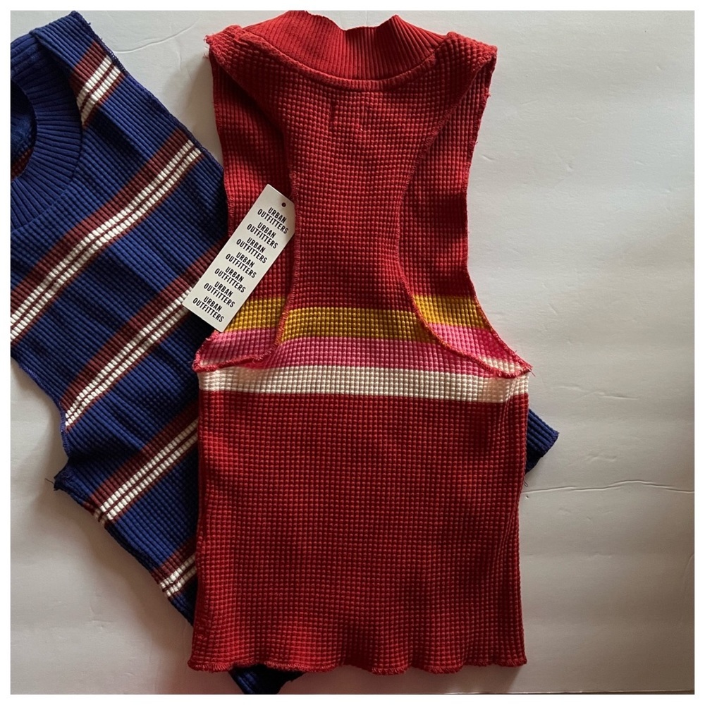 BDG Paula Waffle Racerback Tank in Red - Picture 6 of 7